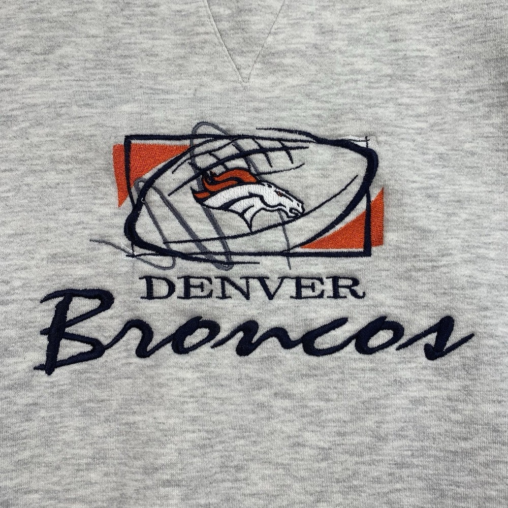 Denver Broncos Vtg Youth Large Crewneck Sweatshirt Cadre Athletic NFL Varsity - Picture 2 of 6